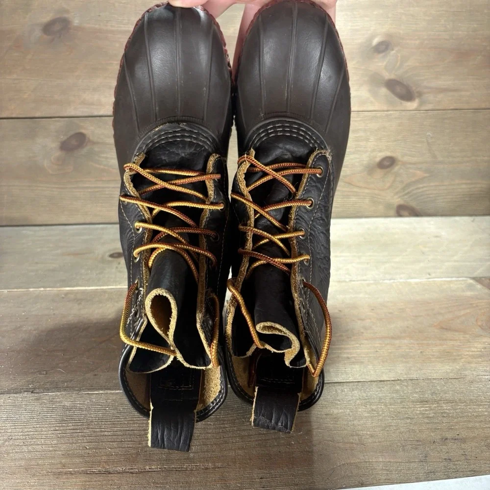 Ll bean duck boots womens size 7 shoes brown bison leather waterproof hunting